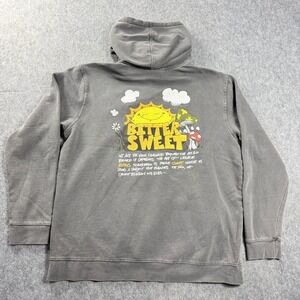 Bittersweet‎ Mens Hoodie XL Grey Graphic Acid Wash Sun Mushroom